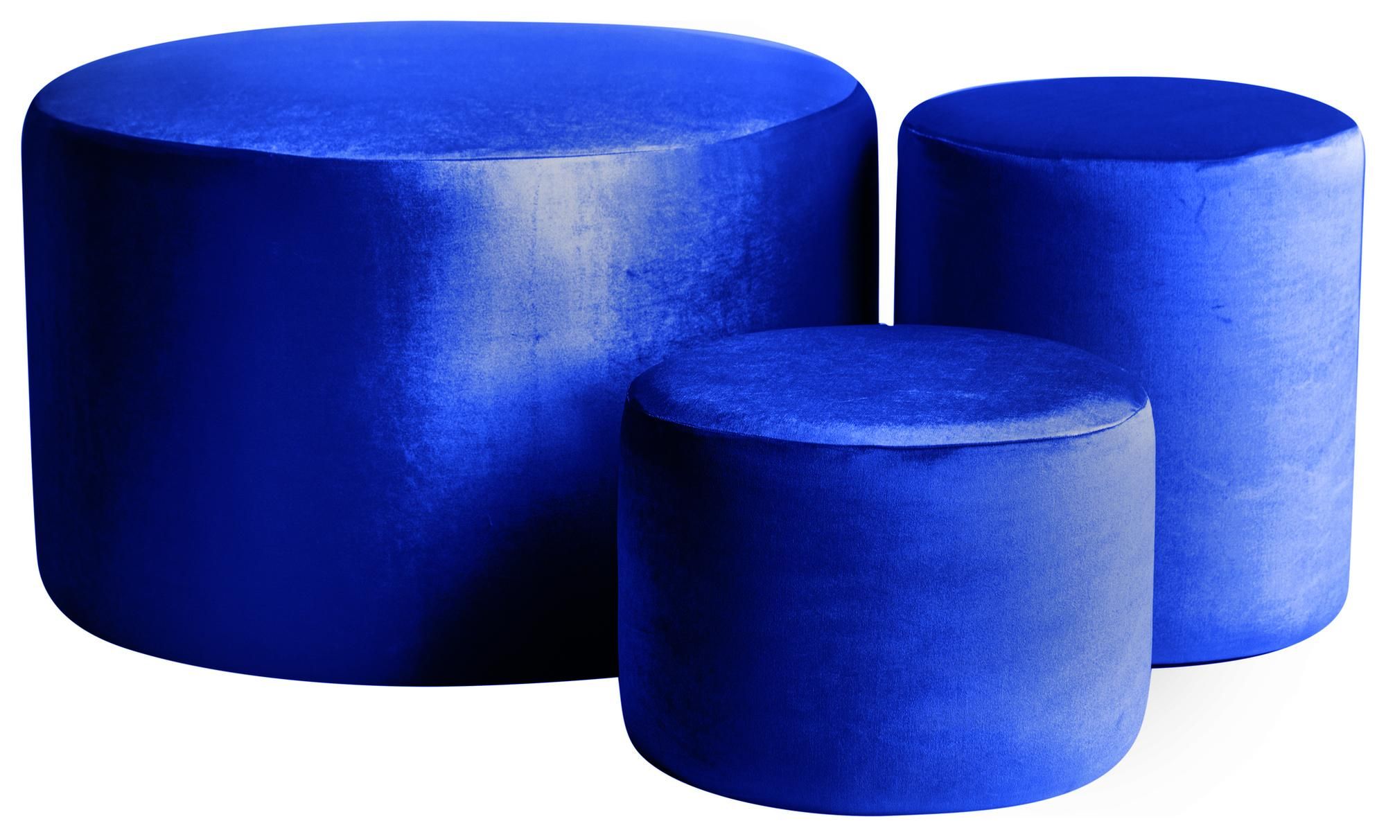 Set of 3 round NORMAN pouf, royal blue #346
