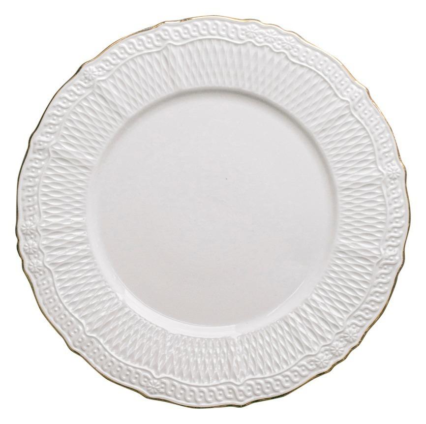 MATILLA white dining plate with gold rim