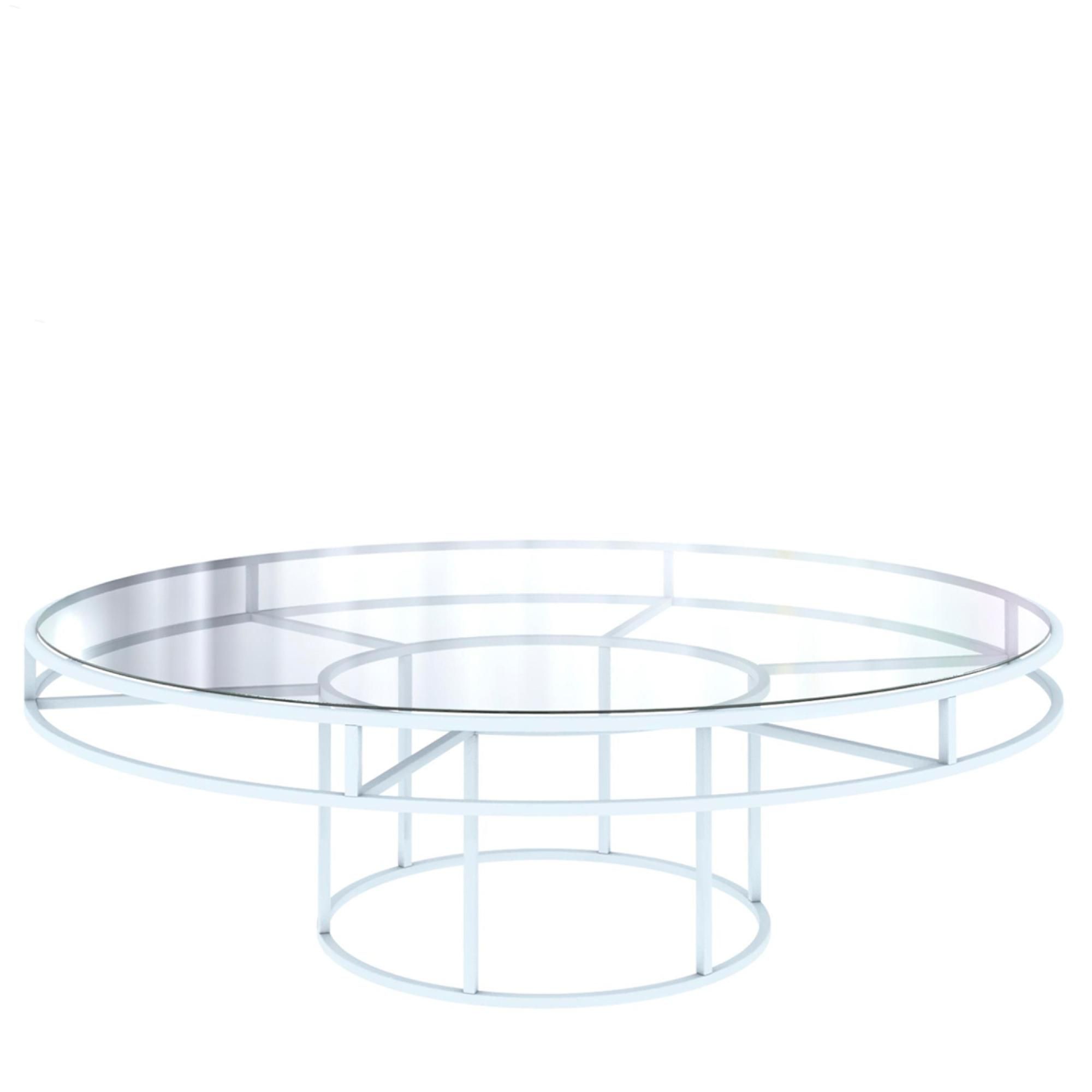 White round CORNELL KIDS table with clear glasstop