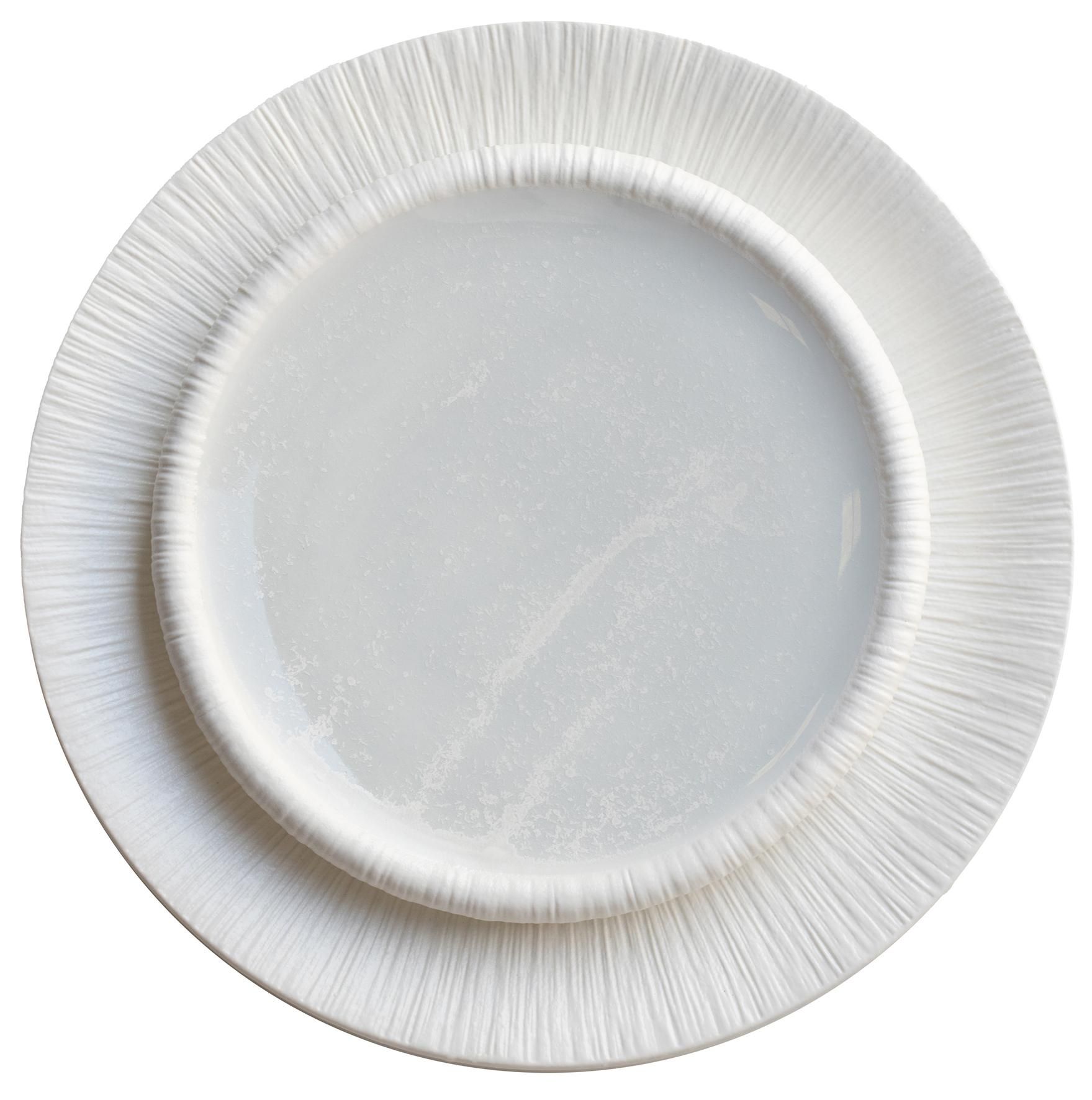 Set of 2 MOFFO frosted white plates — elegant fine dining ceramic for rent in Dubai.