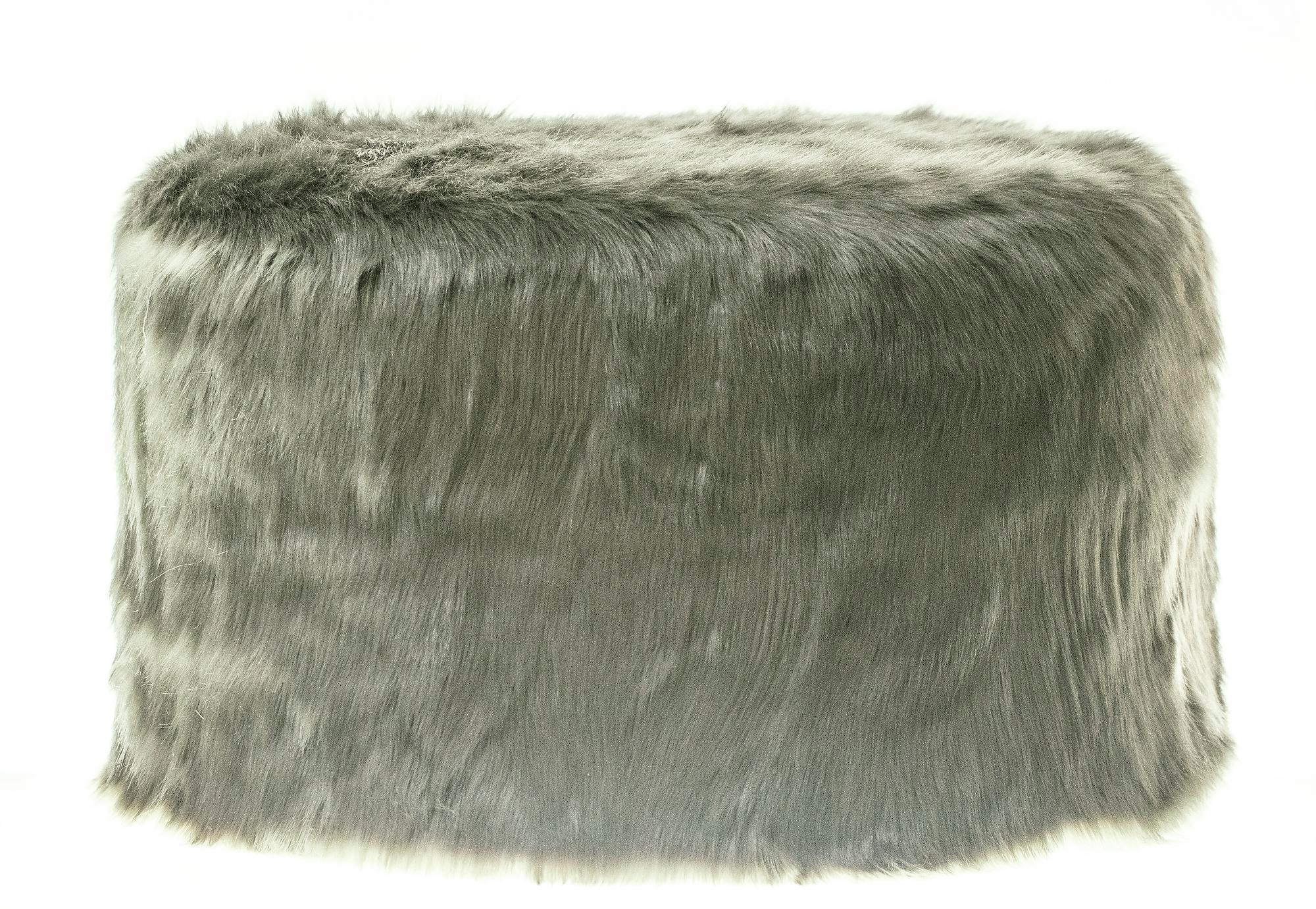 Round NORMAN FUR pouf – large, green fur #824