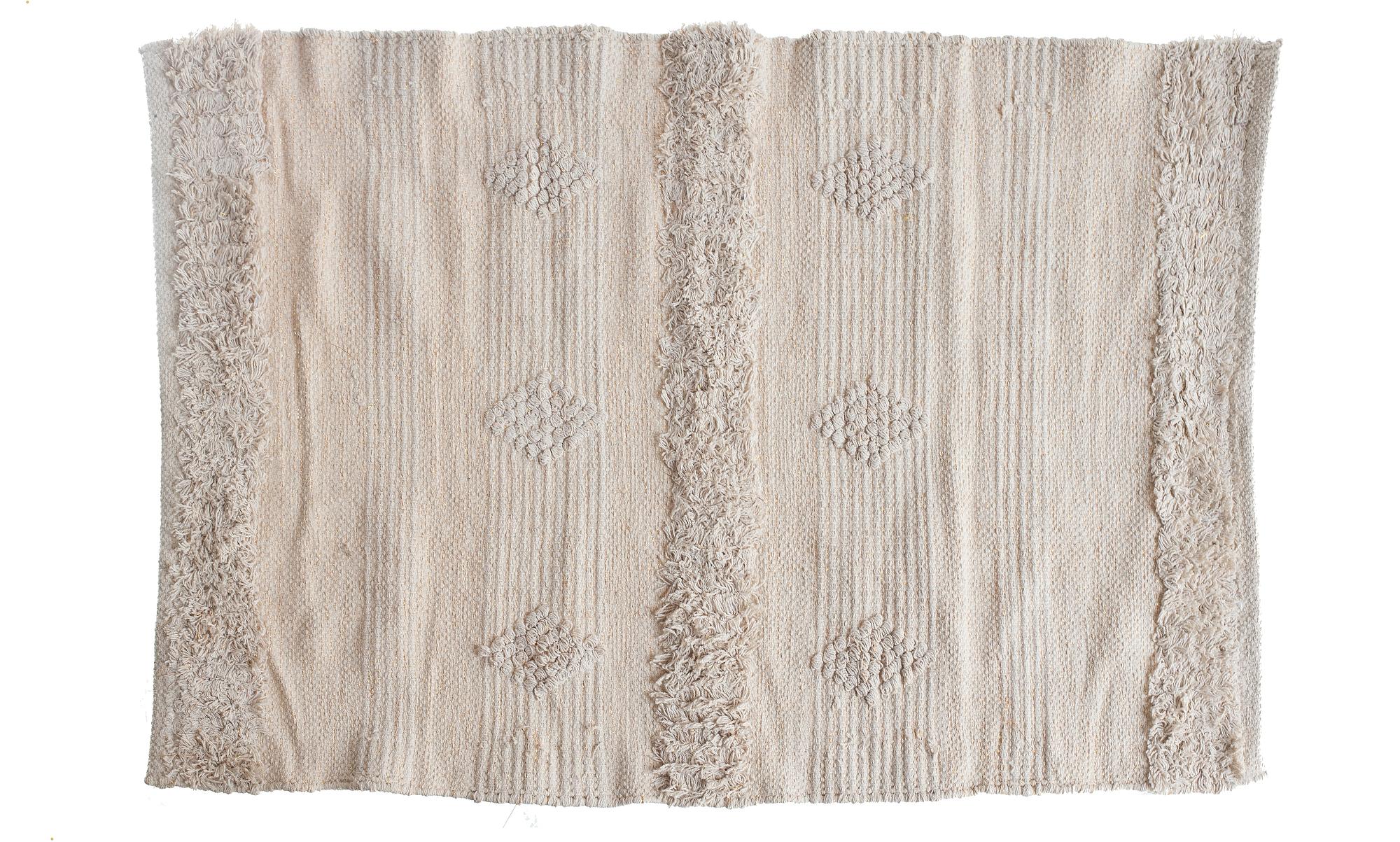 FIELDING woven boho rug — handmade beige texture, ideal for cozy event lounges.