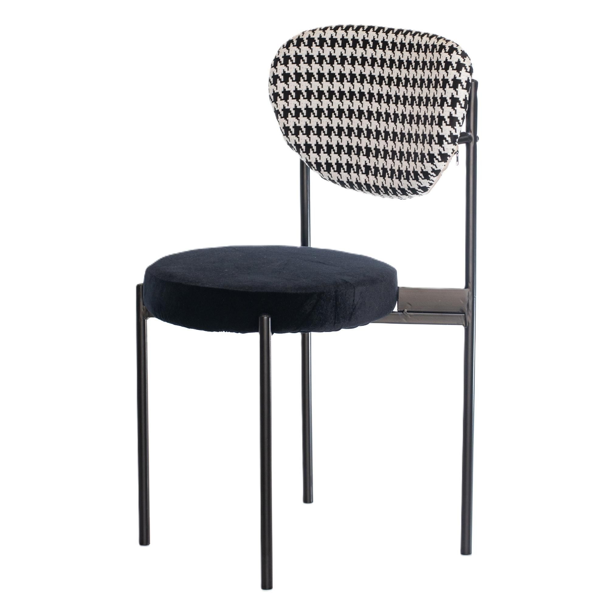 Black mix TEMPO chair with BLACK seat #332 and PIED-DE-POULE back