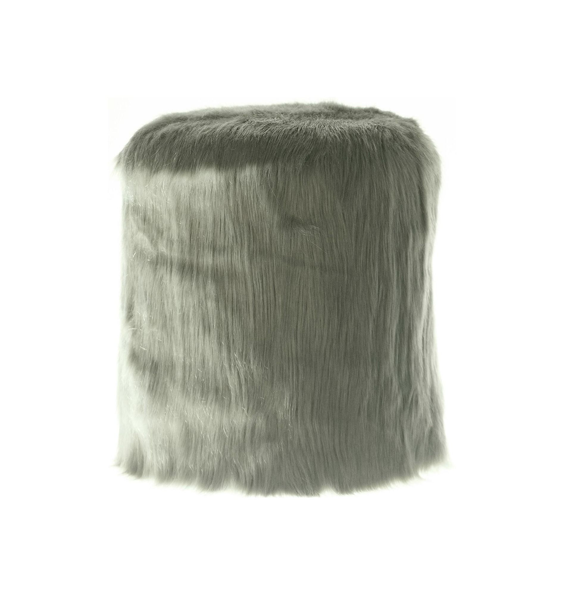 Round NORMAN FUR pouf – medium, green fur #824