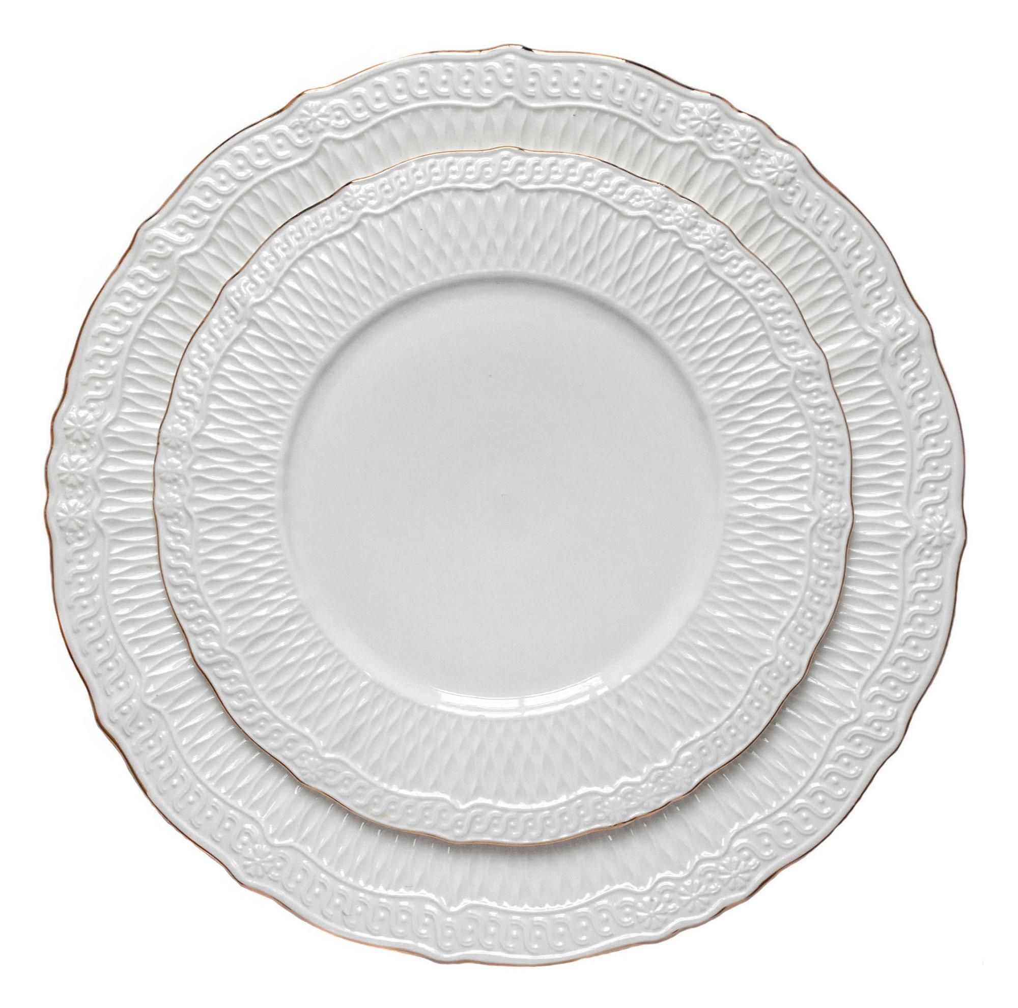 MATILLA white plate with gold rim, set of 2
