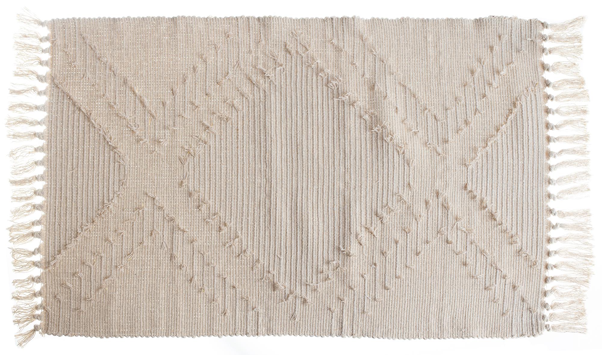 VALOIS woven rug — handcrafted from natural fibers, soft beige tone for elegant boho spaces.