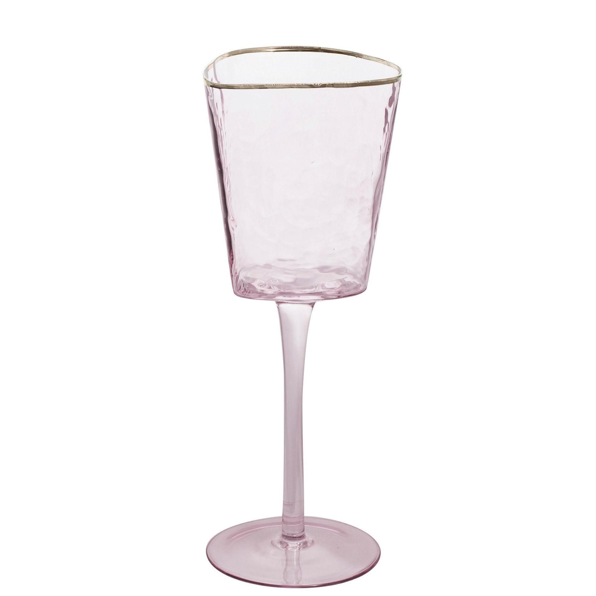 Pink EVANS glass with gold rim