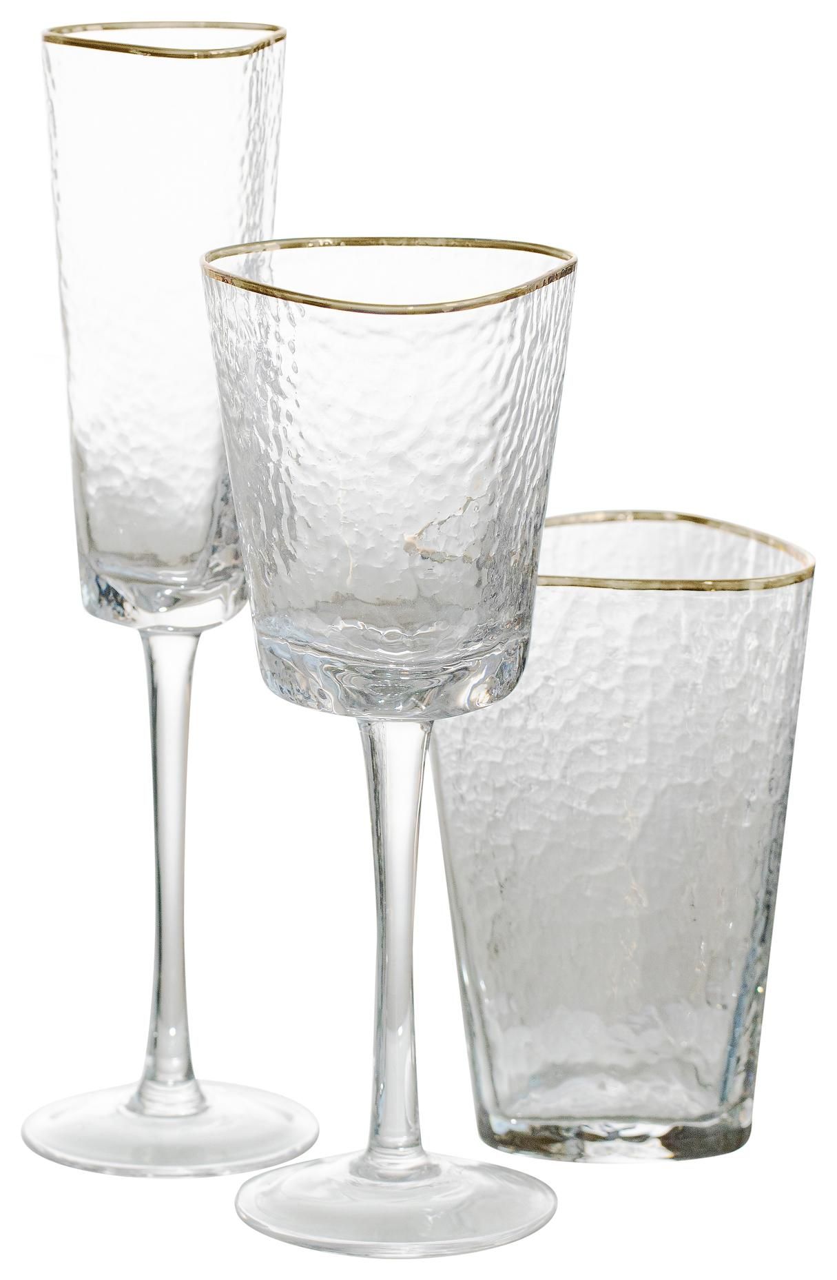 EVANS glass with gold rim, set of 3
