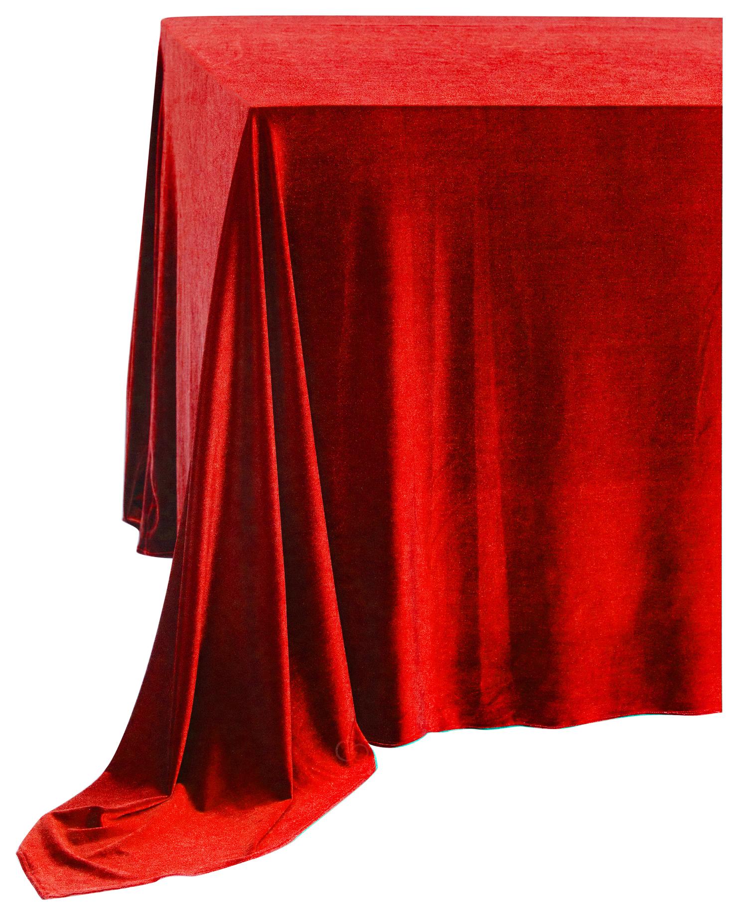 SHINY VELVET rectangular tablecloth ILER in ice red #318