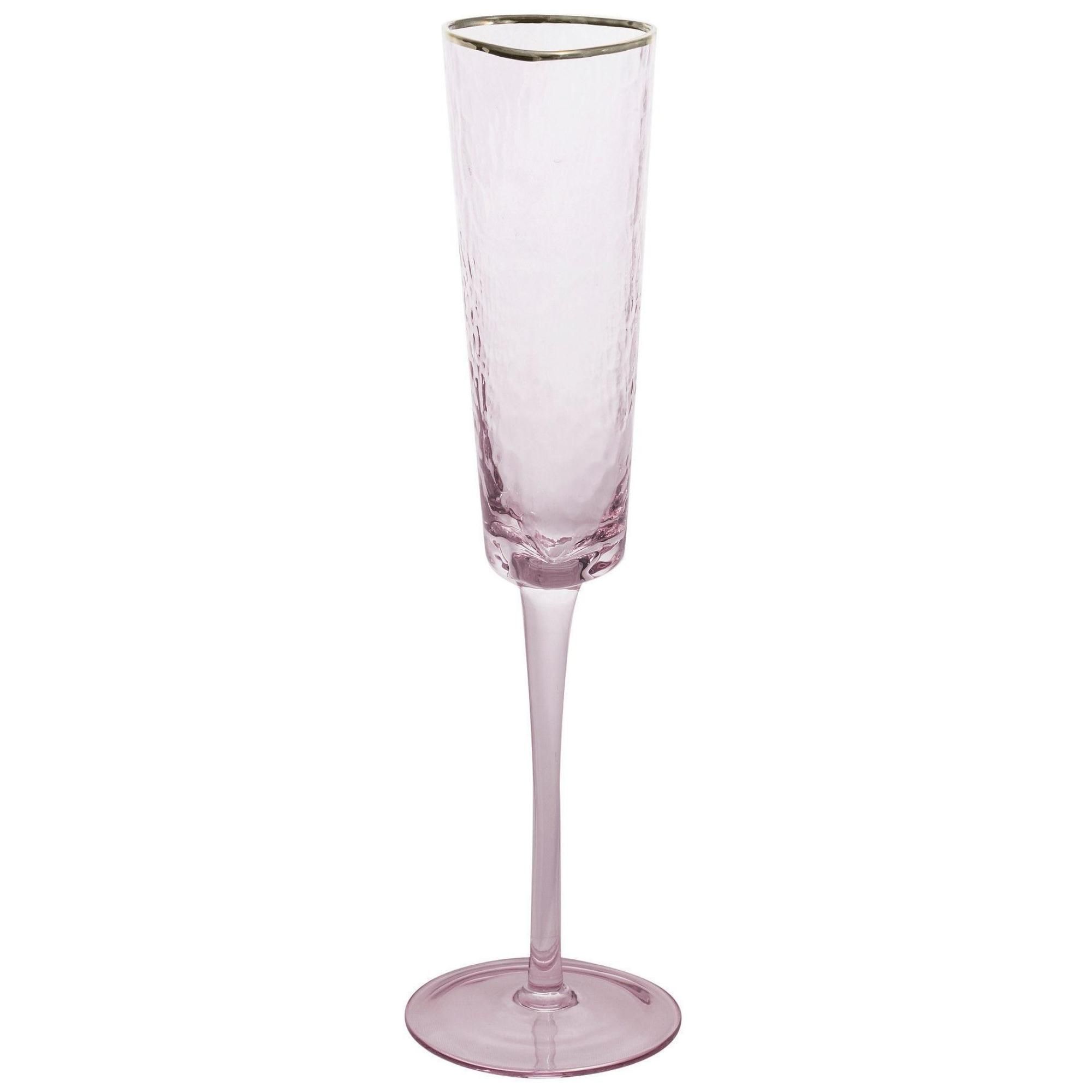 Pink EVANS flute glass with gold rim