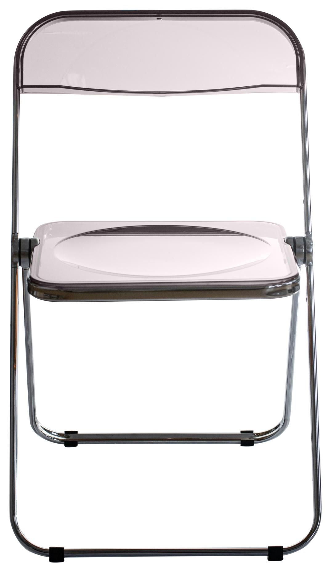 Light pink transparent folding chair with a chrome frame — compact, lightweight, and ideal for modern event setups.