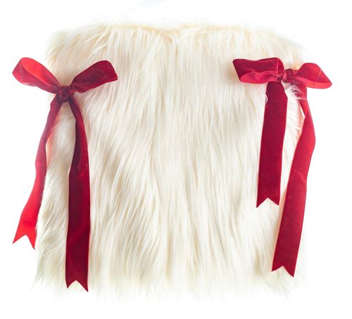 White fur ROHO cushion with red ribbon #823
