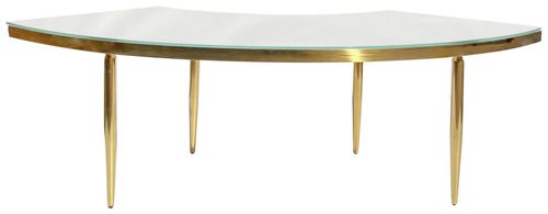 1 section serpentine table GABLE in GOLD with white GLASS top