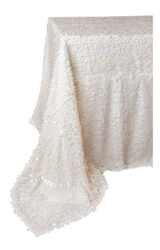 Rectangular sequined tablecloth NOTE in ivory