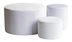 Set of 3 round NORMAN pouf, ice white #347