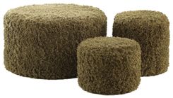 Round MOSS NORMAN pouf – set of 3, moss #810