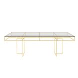 Gold rectangular CORNELL table with clear glasstop