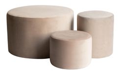 Set of 3 round NORMAN pouf, beige #103