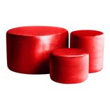 Set of 3 round NORMAN pouf, ice red #318