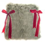 Green fur ROHO cushion with red ribbon #824